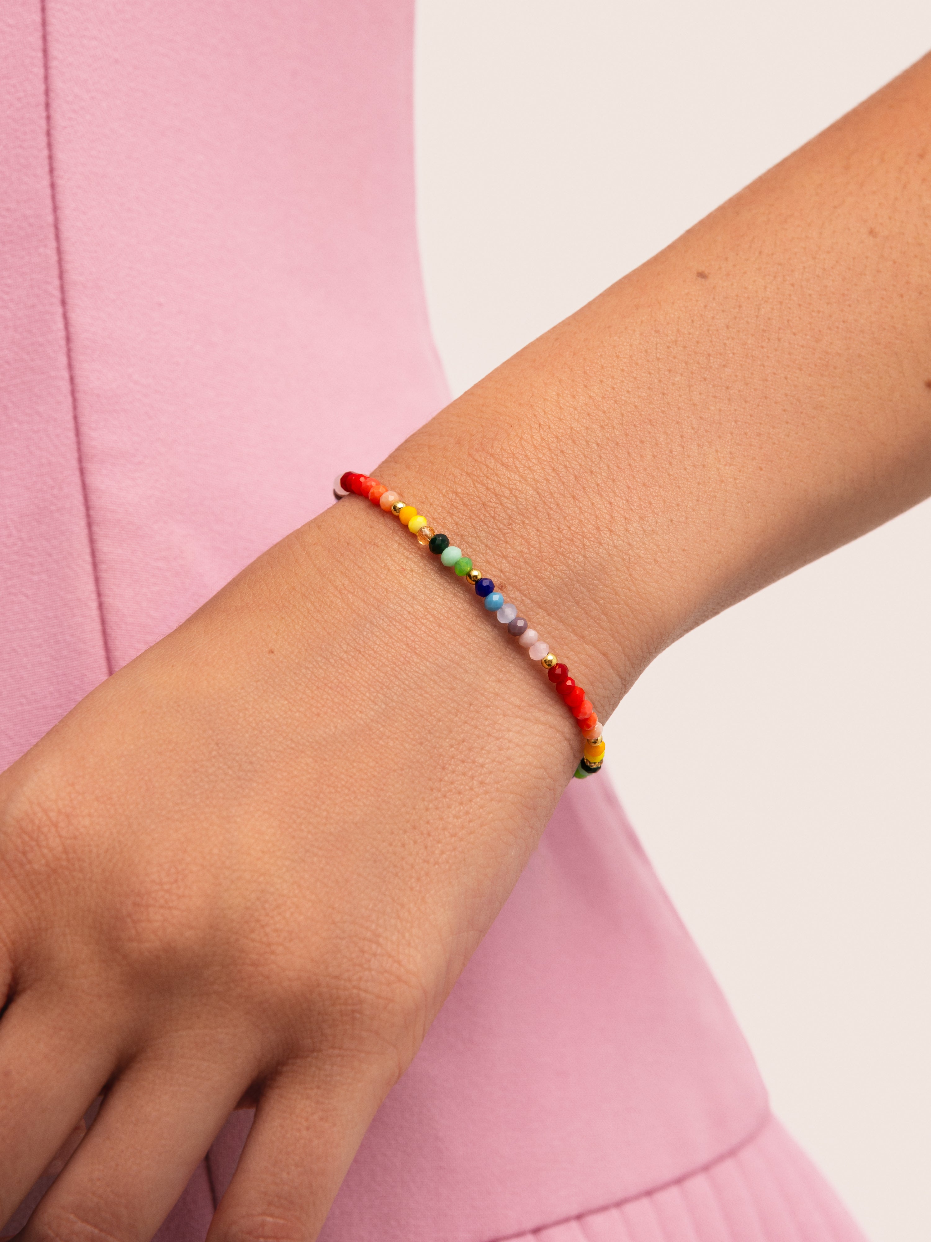 Crystals Rainbow Stainless Steel Gold Bracelet