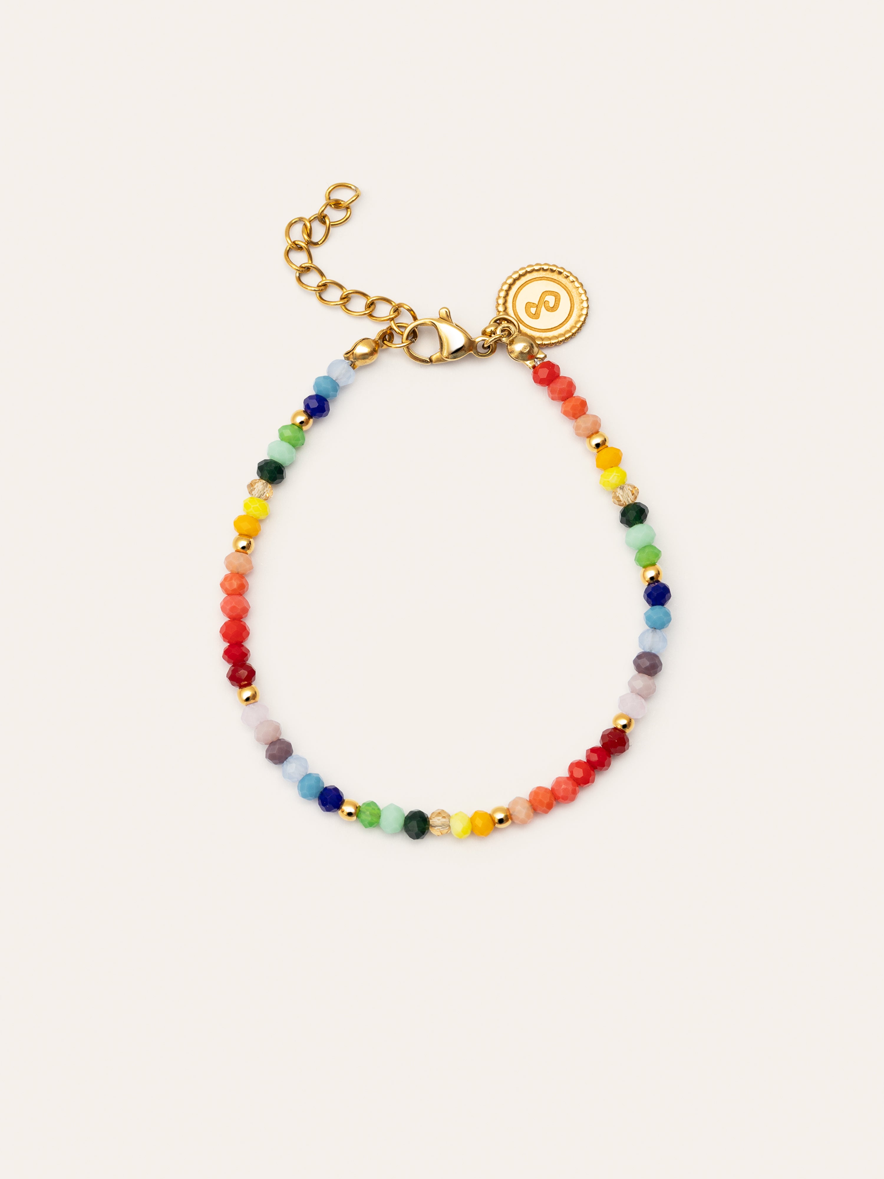 Crystals Rainbow Stainless Steel Gold Bracelet