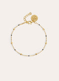 Dots L Black Enamel Stainless Steel Gold Bracelet