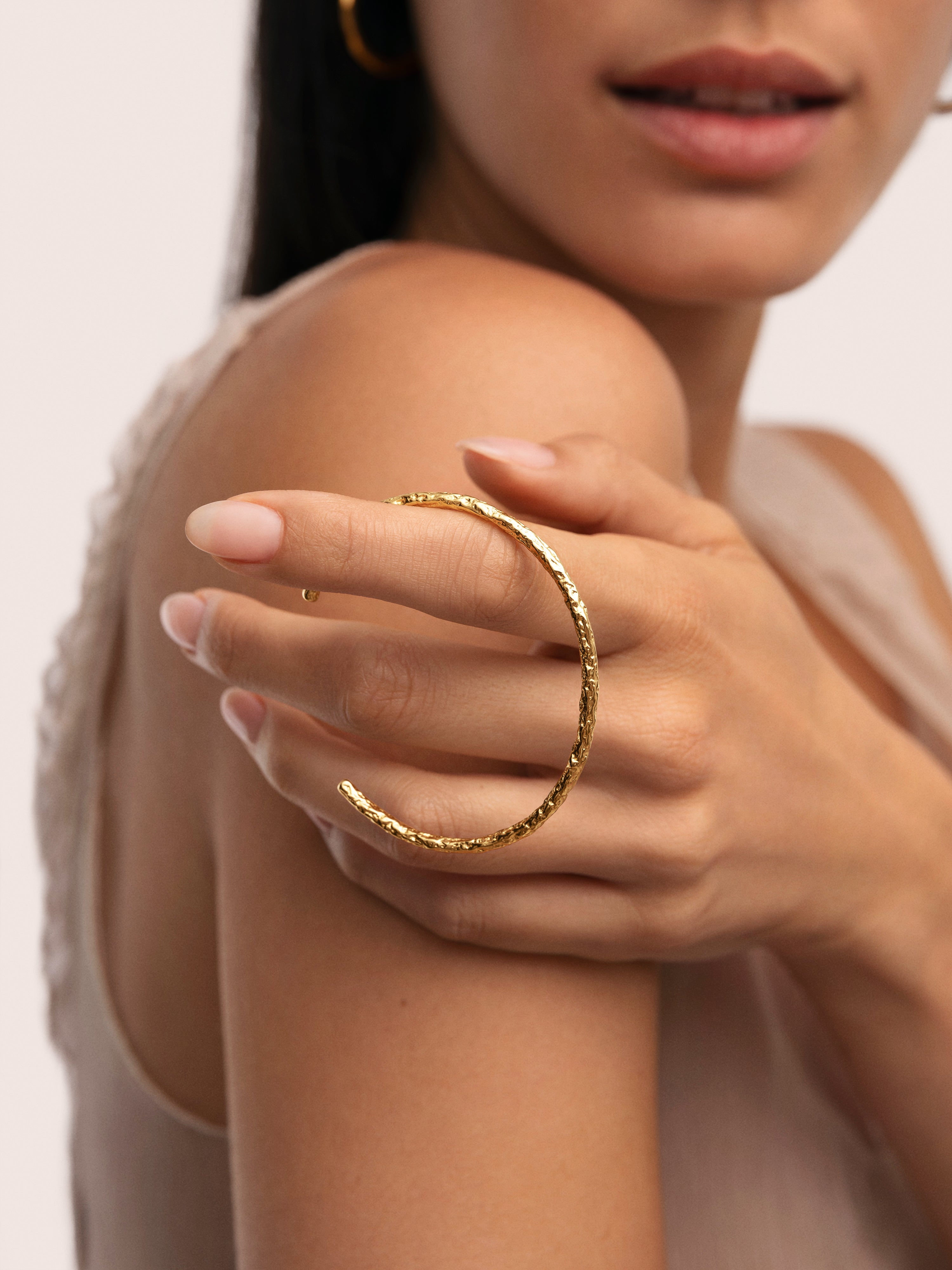 Organic River Stainless Steel Gold Bangle