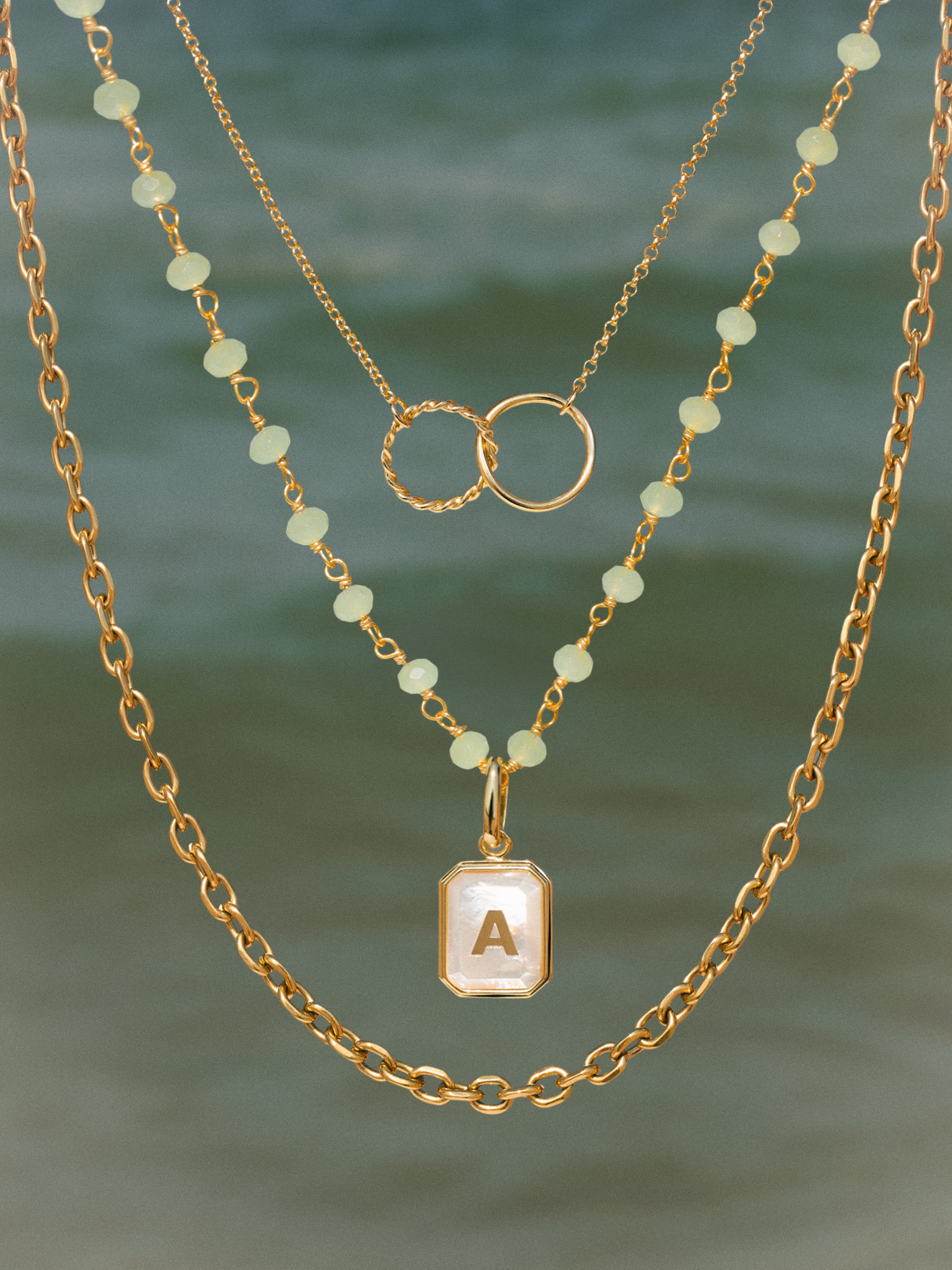 Crystals Jade Gold Necklace