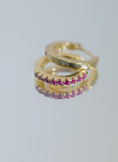 Raspberry Gold Hoop Earrings