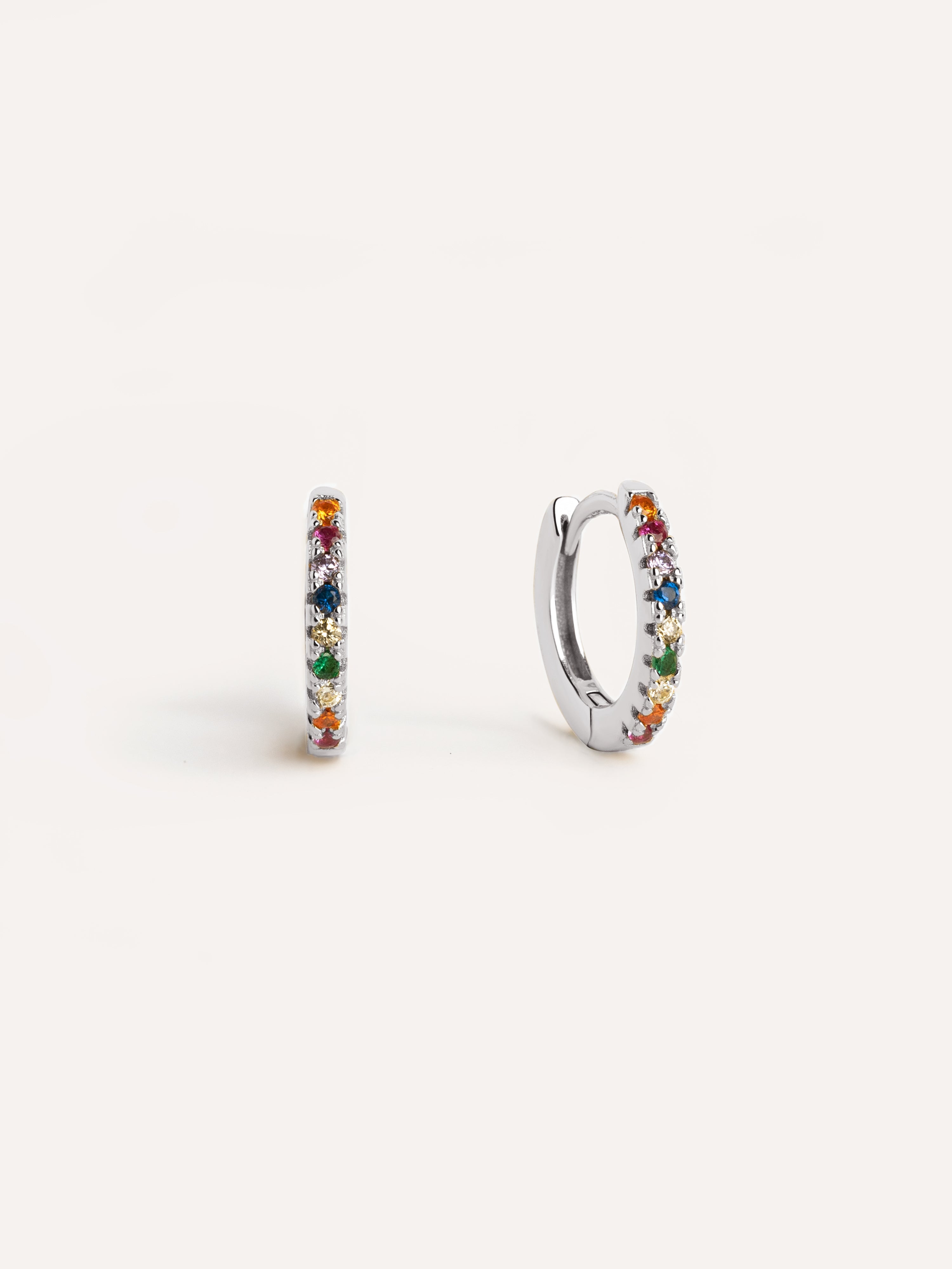 Colors Silver Hoop Earrings