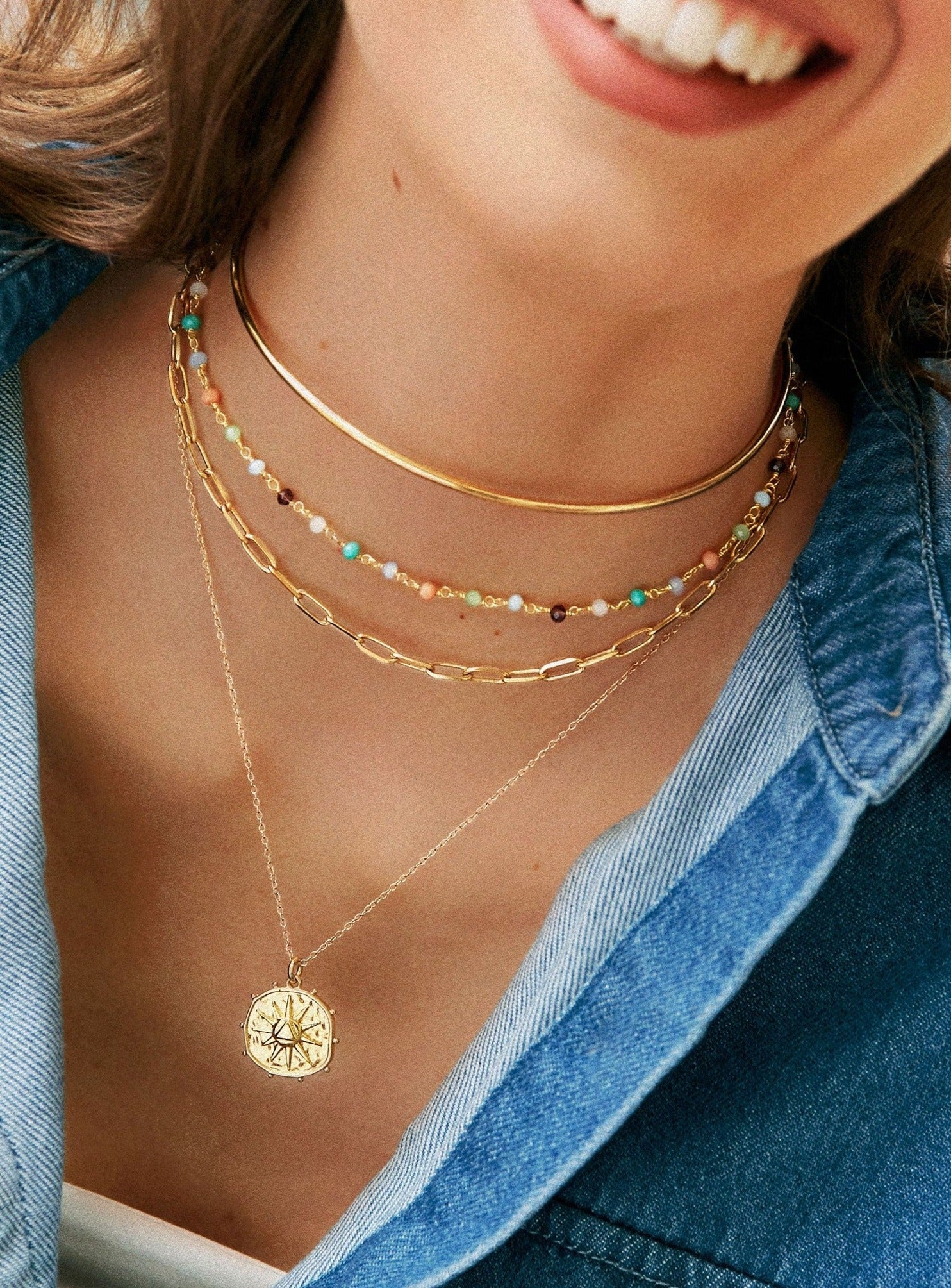 Crystals Colors Gold Necklace