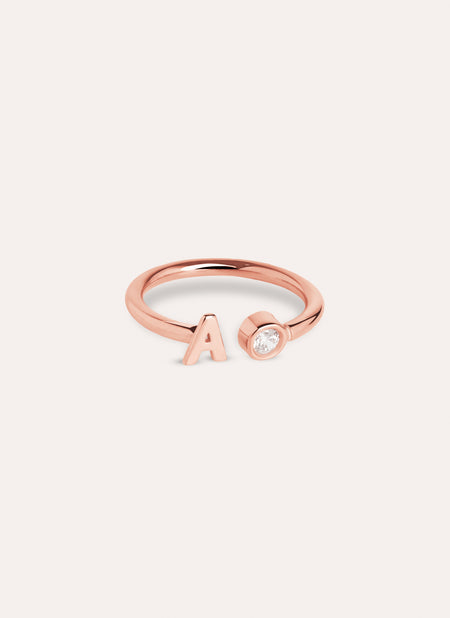 Letter Diamond Personalized Rose Gold Ring