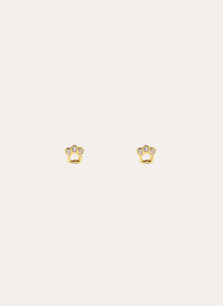 Kids Paw Gold Earrings