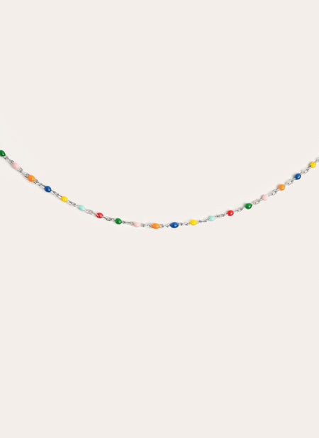 Dots Colors Enamel Silver Necklace