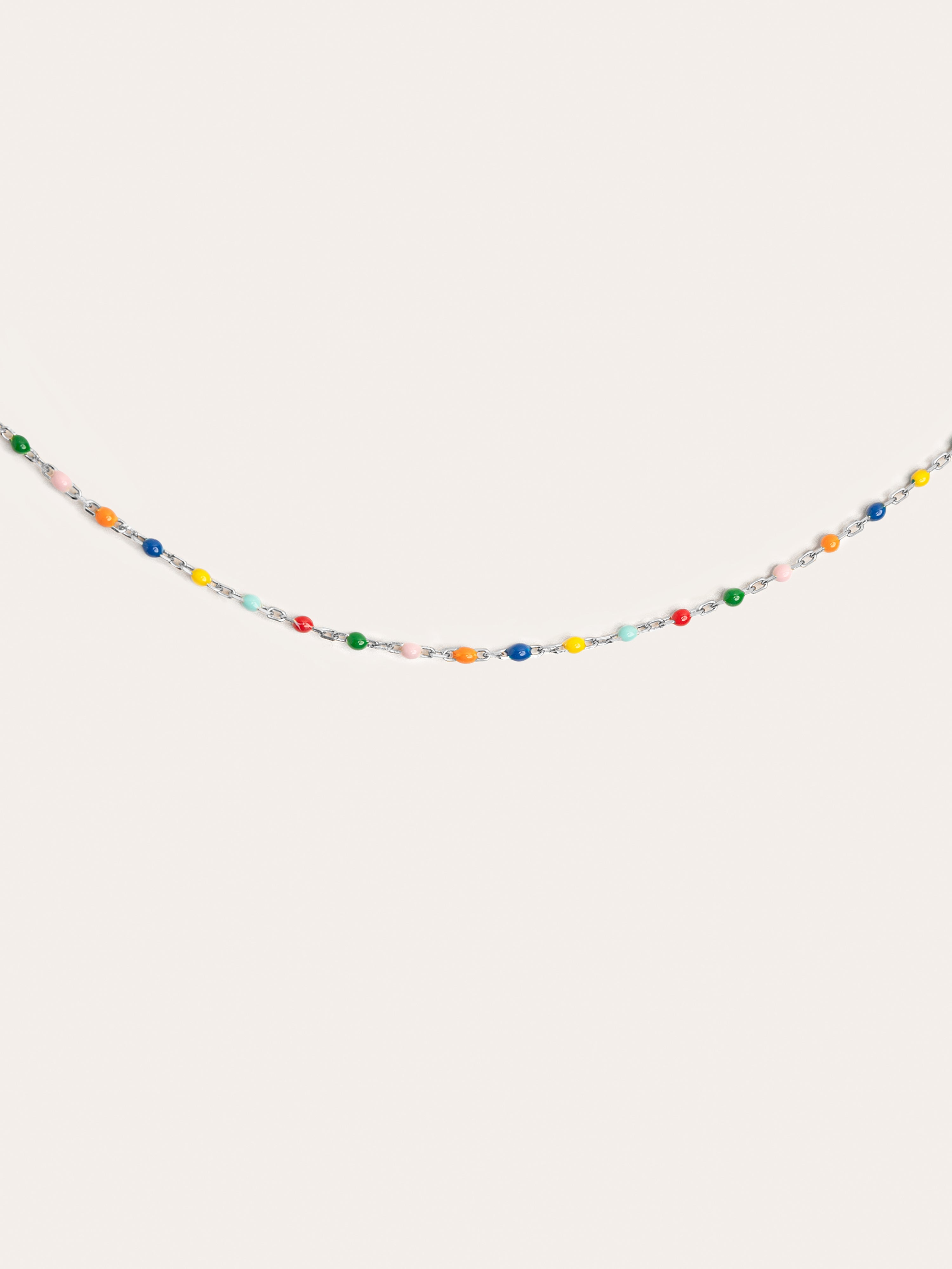 Dots Colors Enamel Silver Necklace
