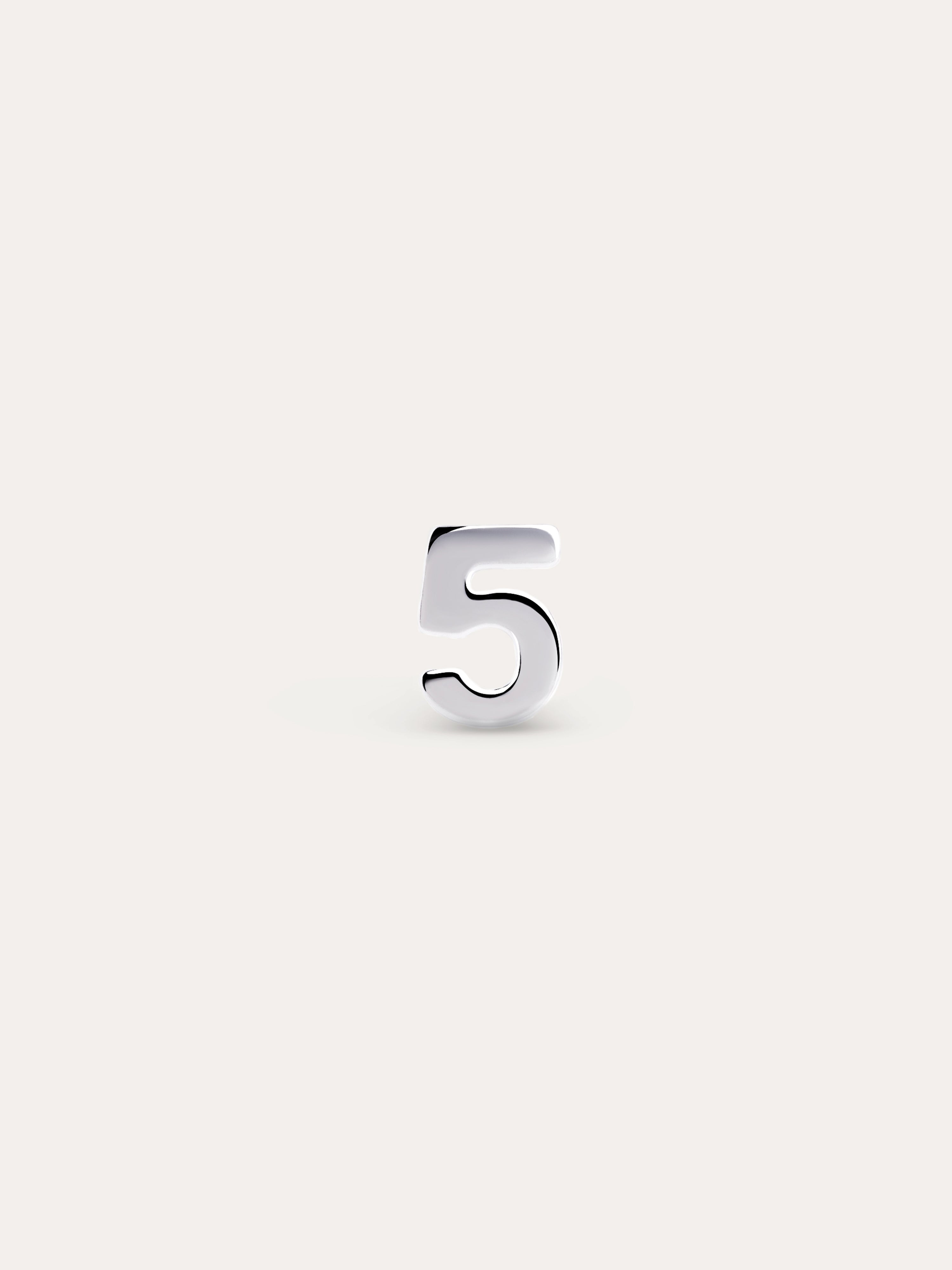Number Silver Single Earring