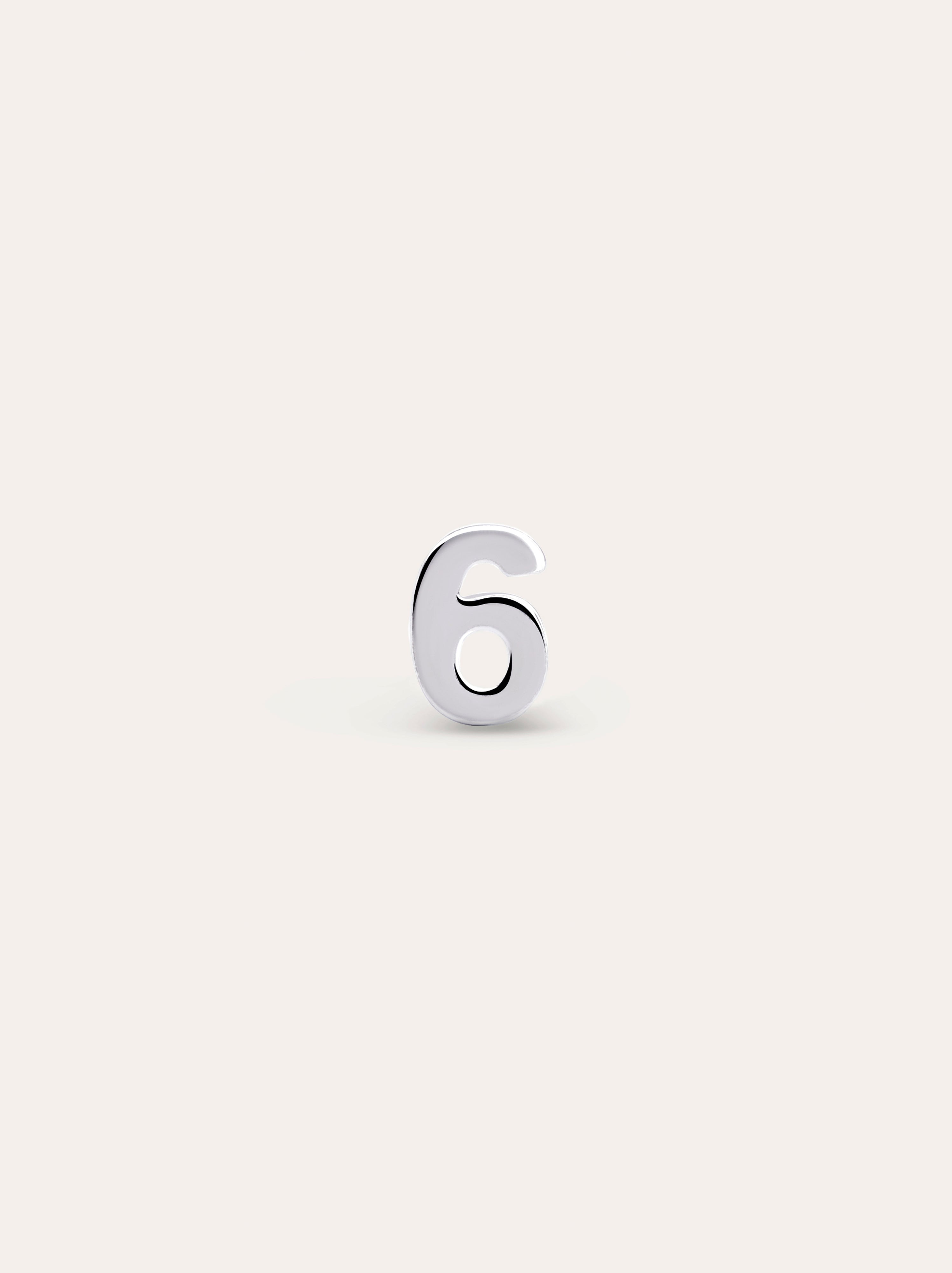 Number Silver Single Earring