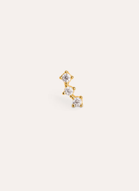 Triple Spark Gold Single Earring