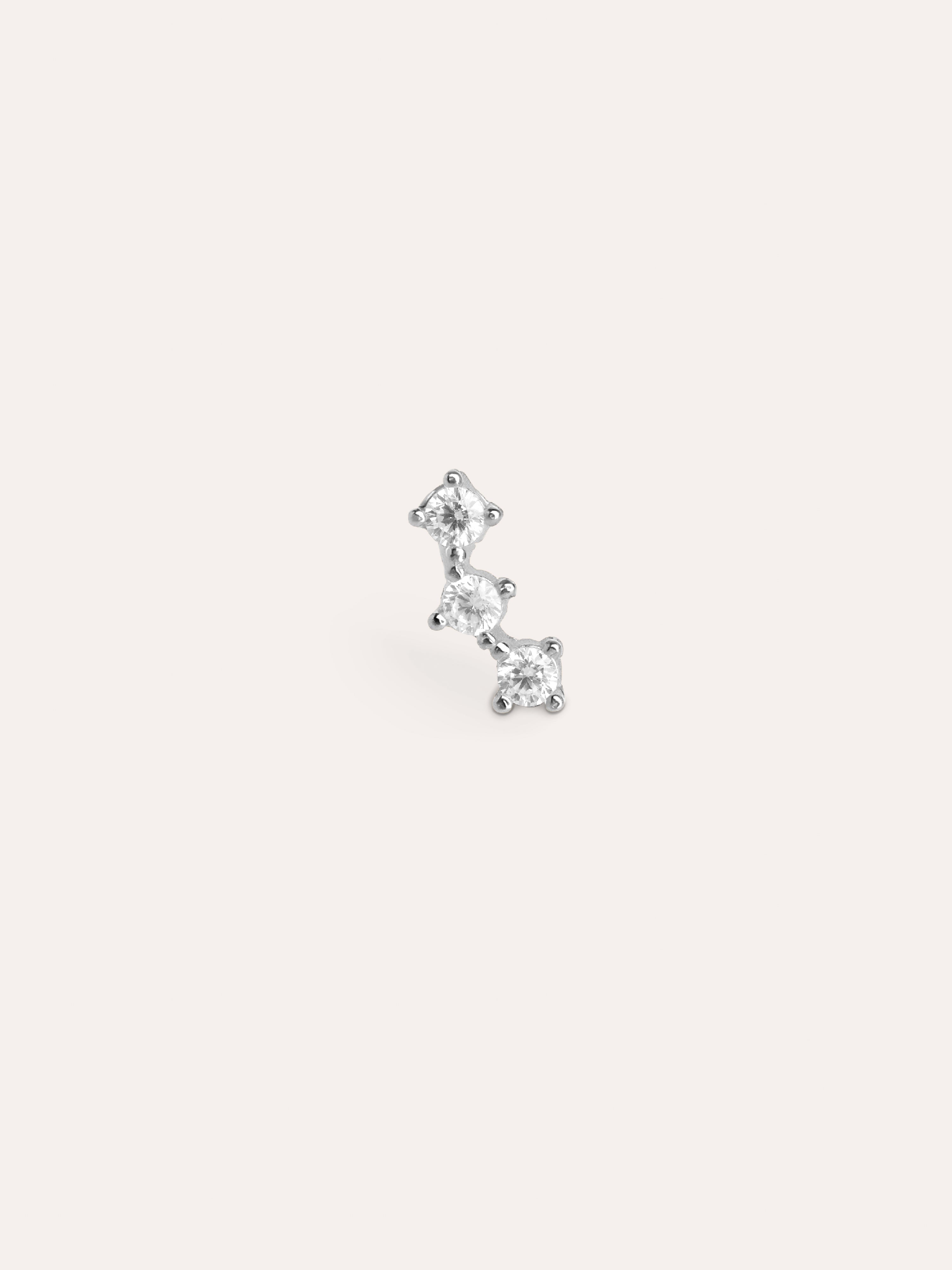 Triple Spark Silver Single Earring