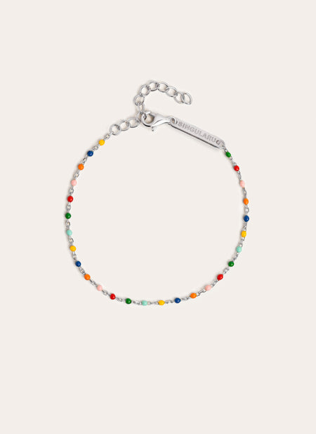 Dots Colors Enamel Silver Bracelet