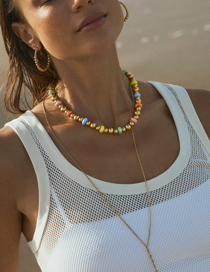 Color Bomb Stainless Steel Gold Necklace
