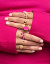 Double Drop Pink Gold Ring 