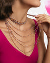 Long Crystals Cleopatra Stainless Steel Gold Necklace