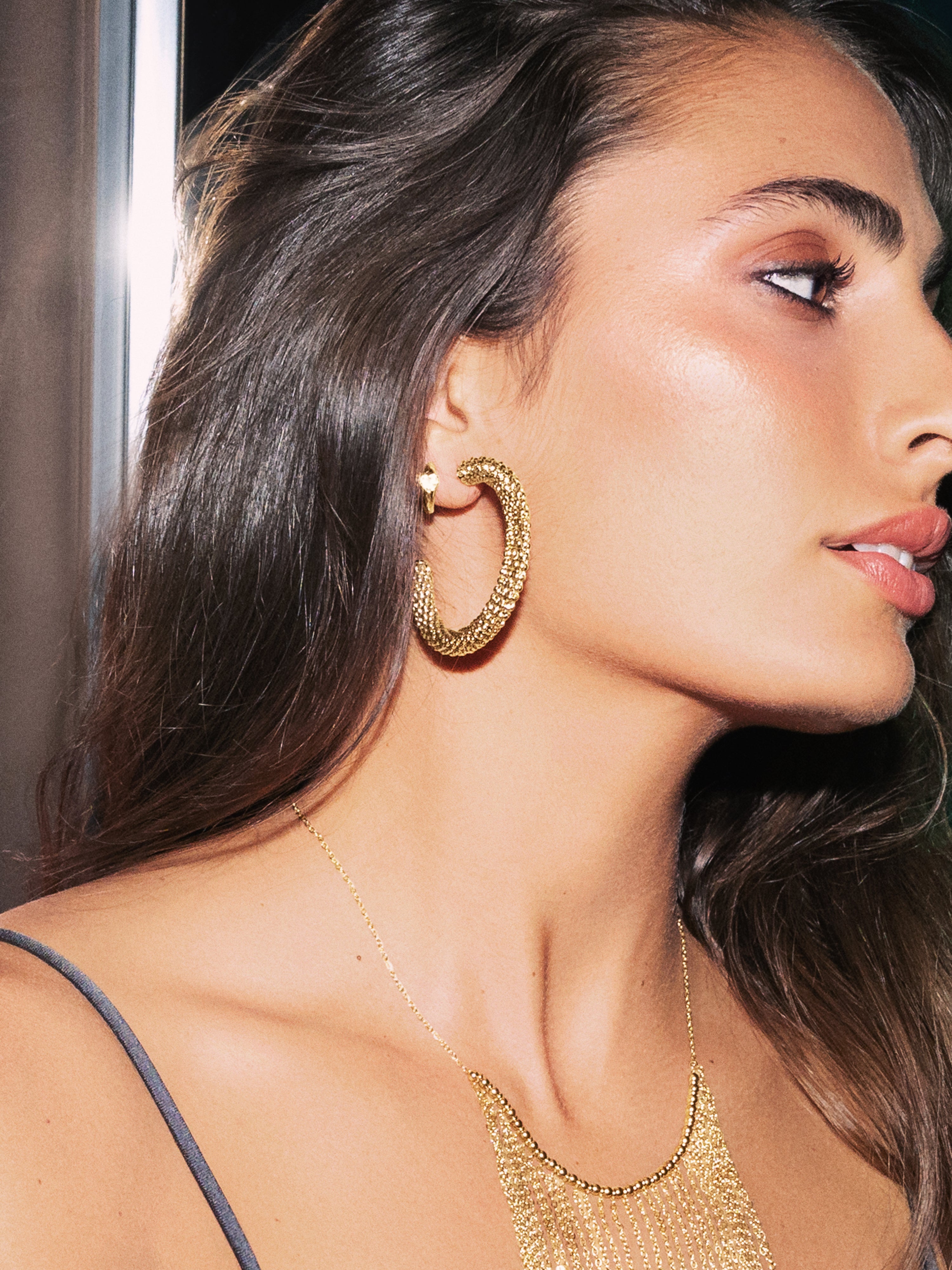 Pendientes Aro Disco Acero Baño Oro