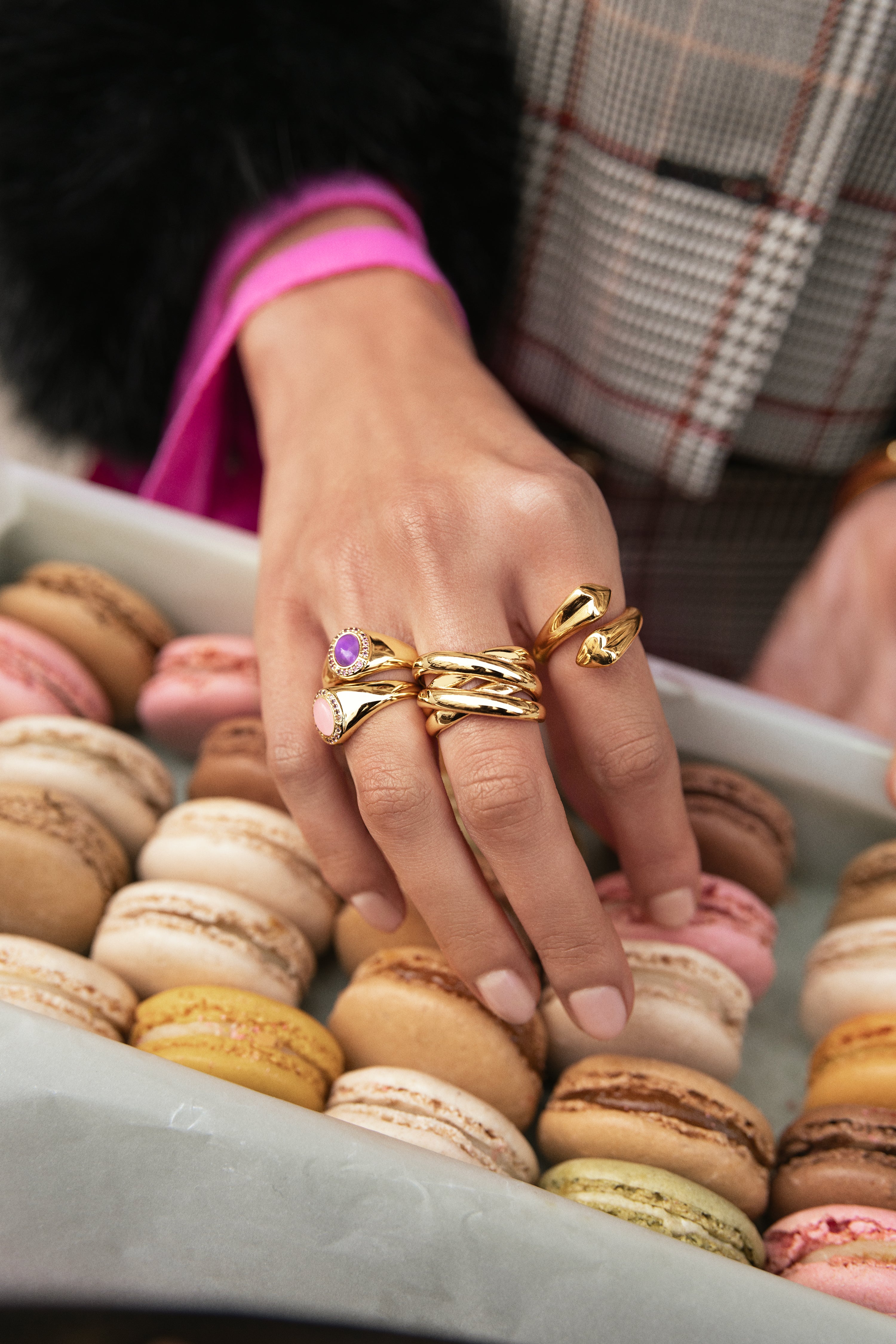 Double Cross Ring, Gold-Plated Steel