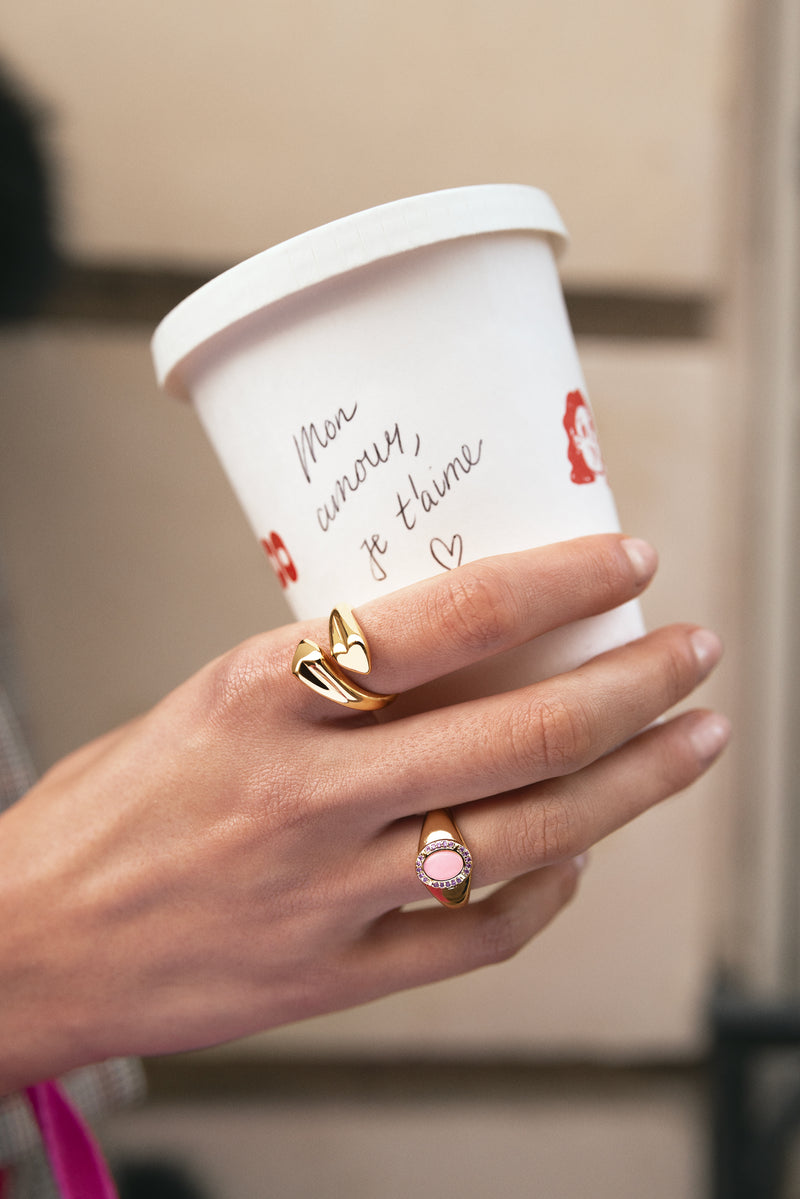 Abbraccio Amour Stainless Steel Gold Ring