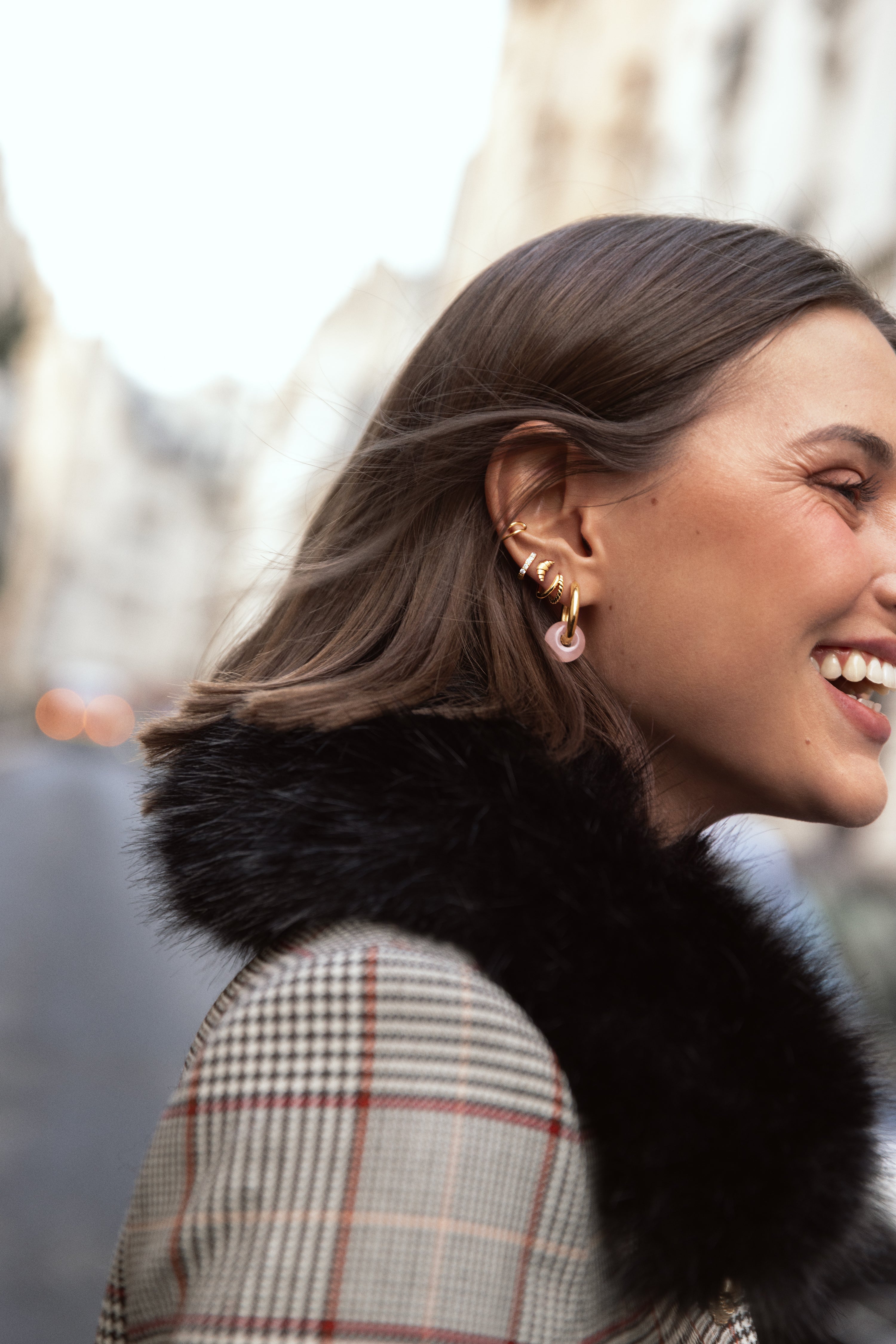 Croissant Gold Single Earring 