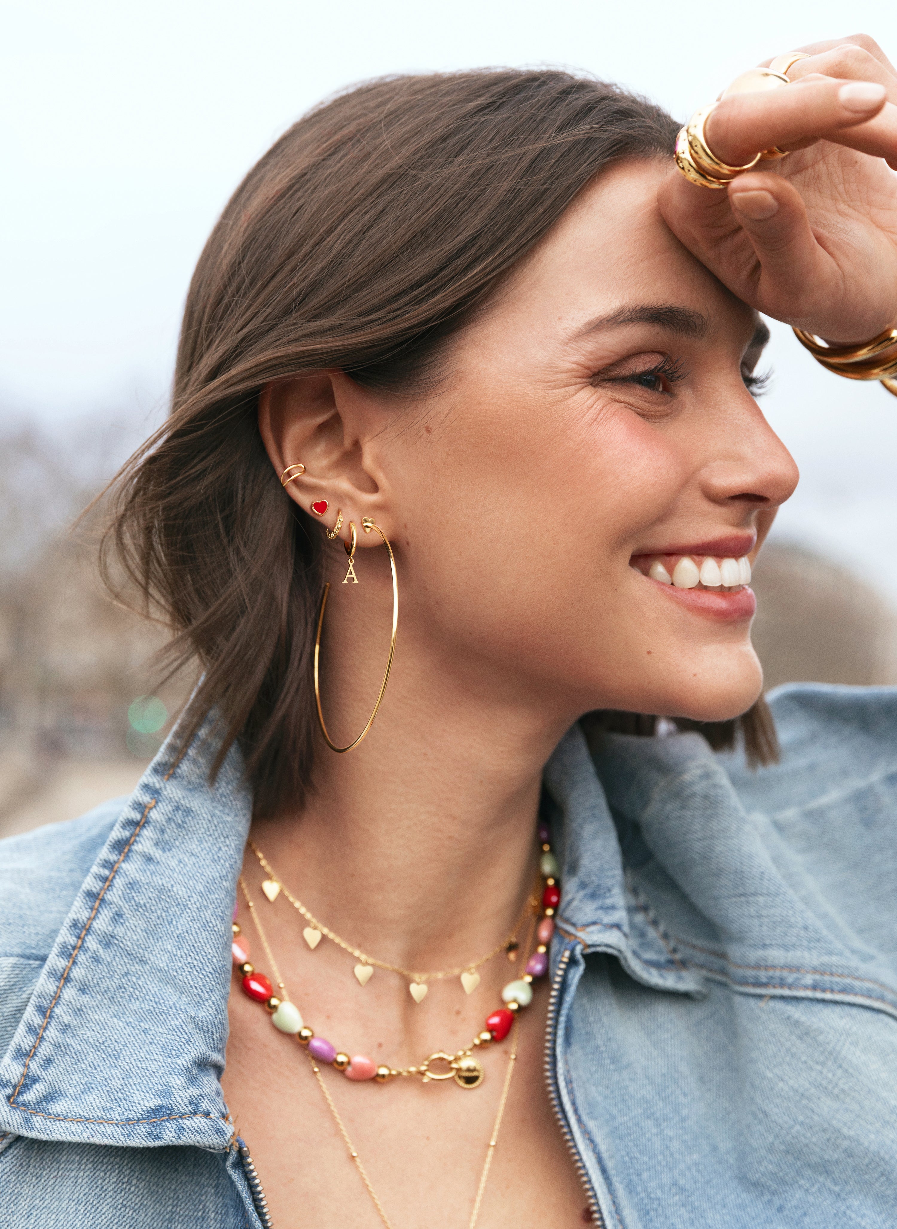 Ankara Heart XL Stainless Steel Gold Hoop Earrings