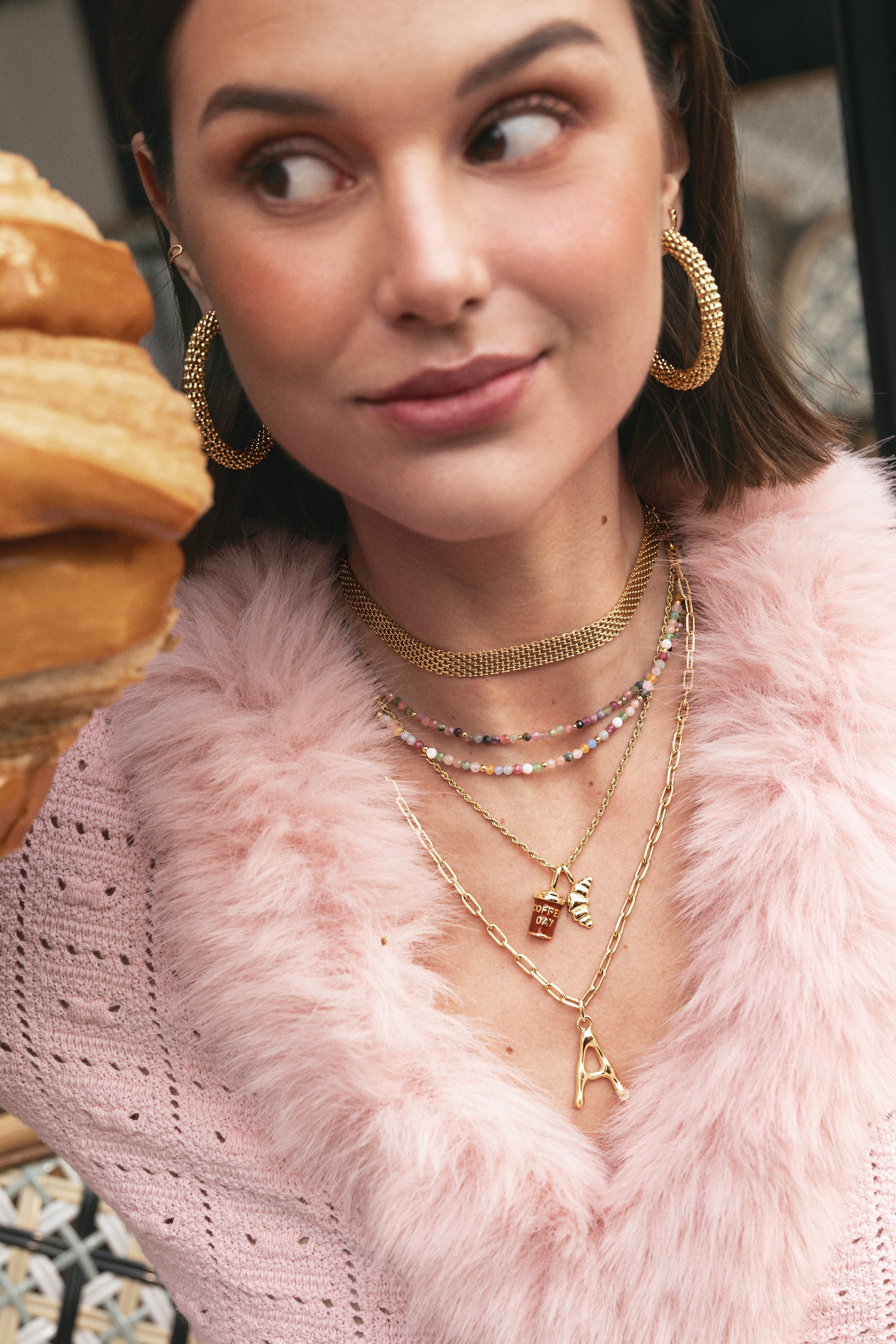 Pendientes Aro Disco Acero Baño Oro