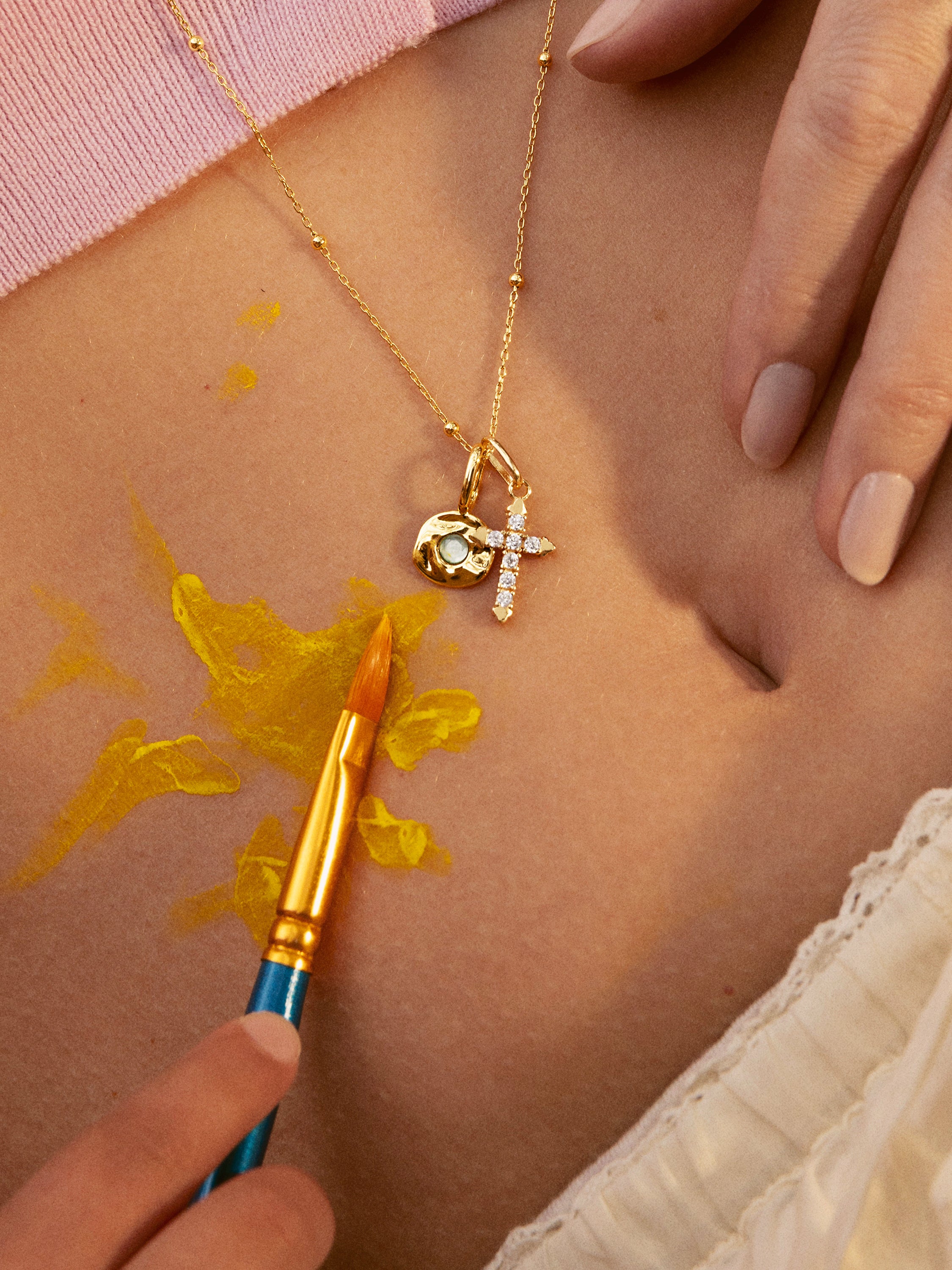 Charm Mini Birthstone Plata Baño Oro