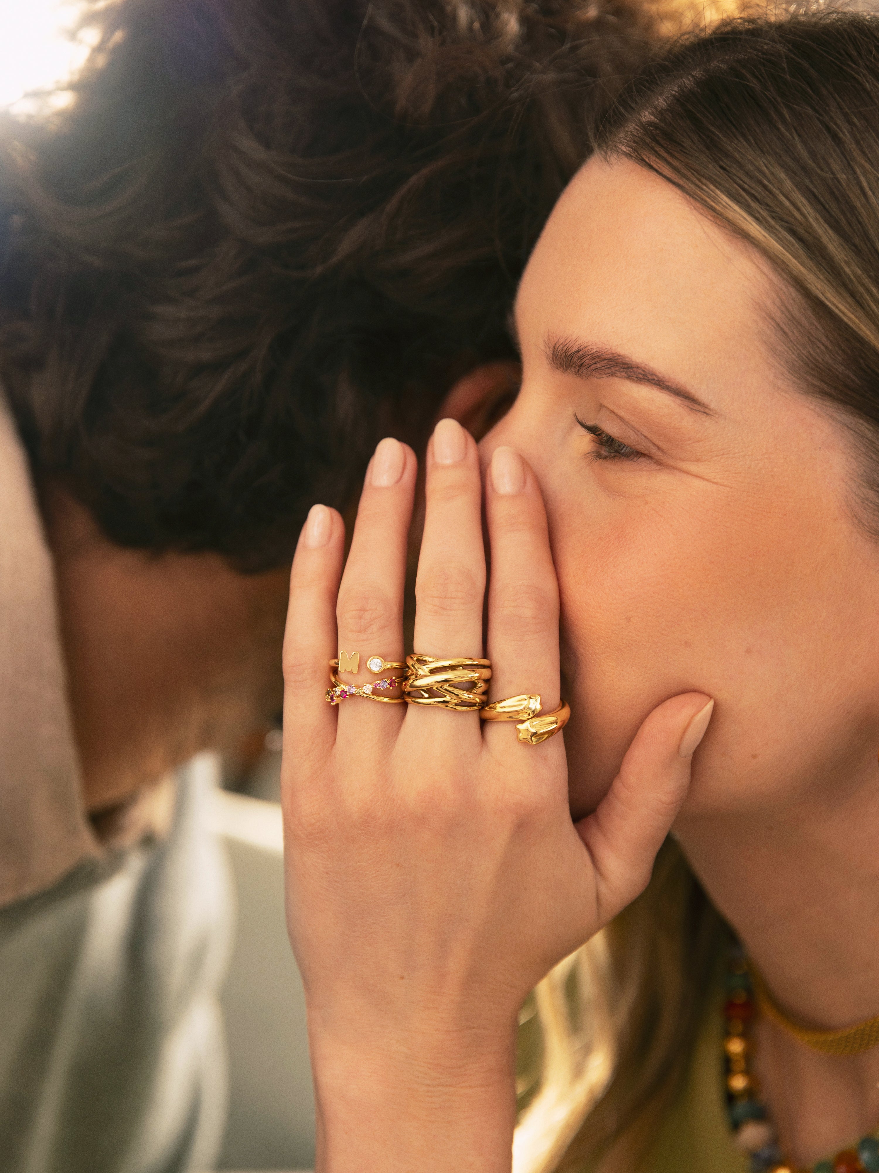 Triple Cross Stainless Steel Gold Ring 