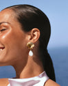 Pendientes Shelly Perla Acero Baño Oro