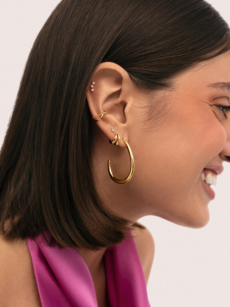 Double Loop Gold Single Earring