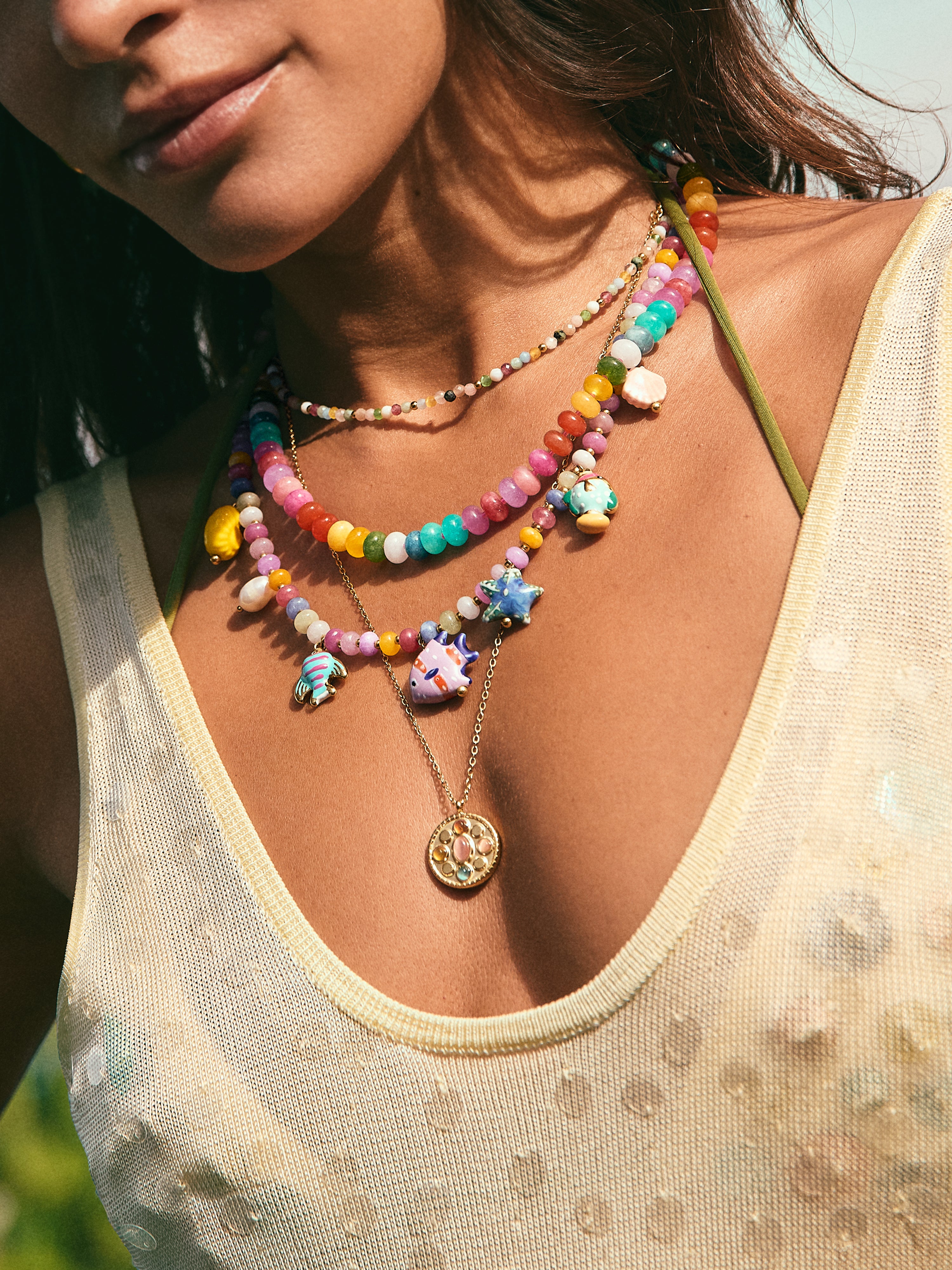 Oceánic Colors Necklace Steel Gold Plated