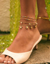 Double Dots Colors Enamel Stainless Steel Gold Anklet