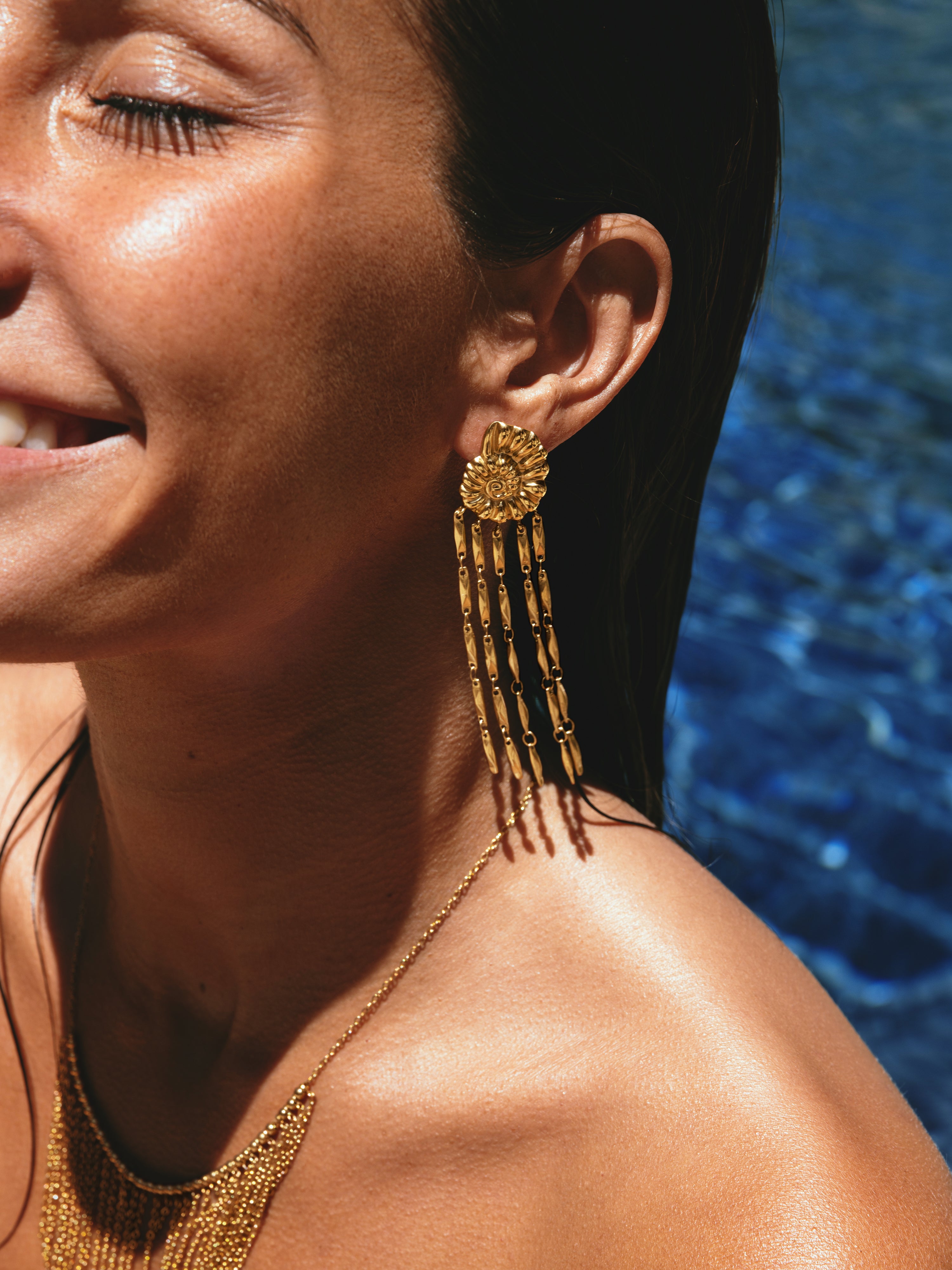 Zafira Shells Earrings Stainless Steel 18kt Gold Plated