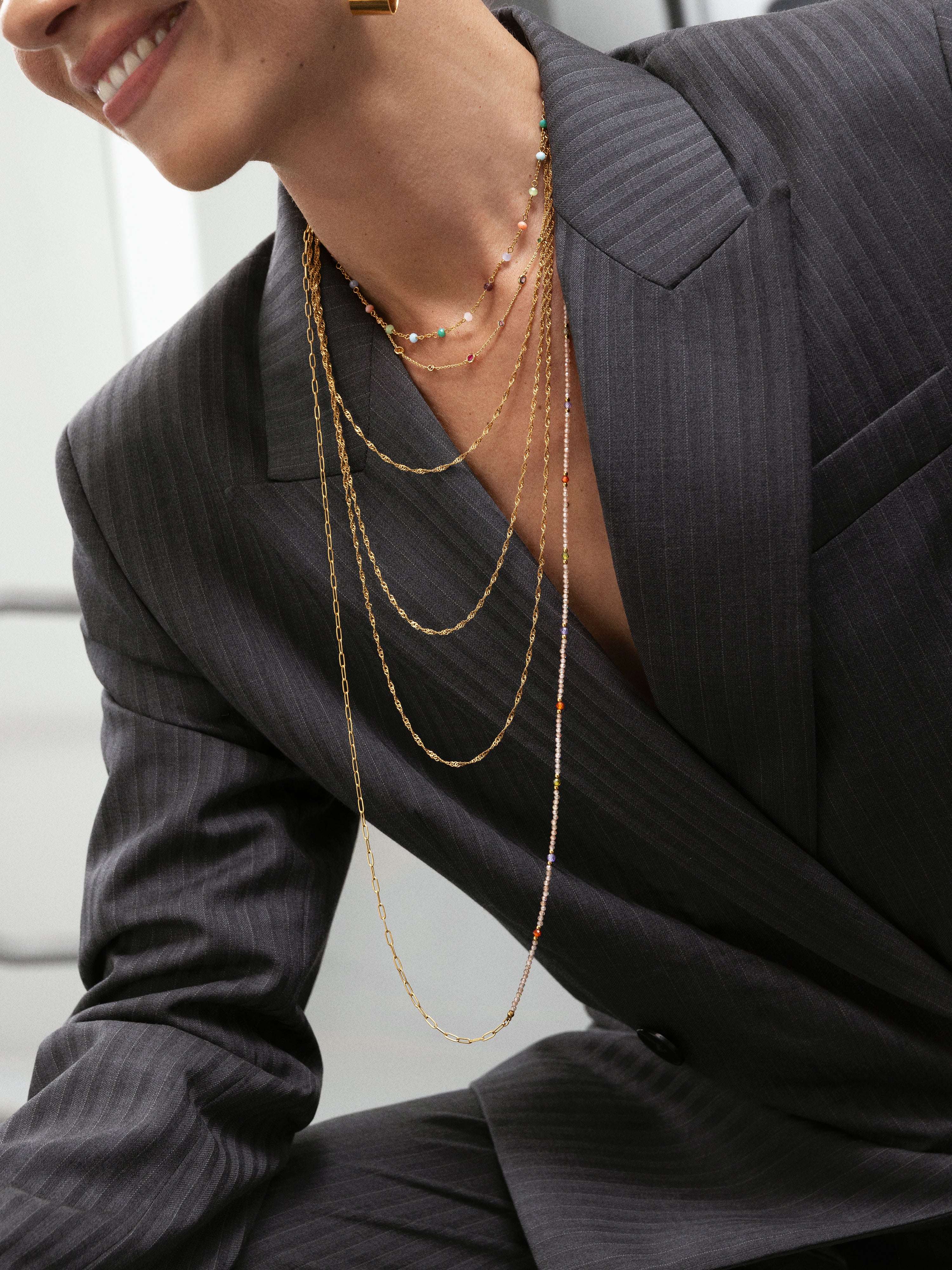Crystals Colors Necklace Stainless Steel 18kt Gold Plated