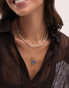 Mini Moon Blue Necklace Gold Plated Steel