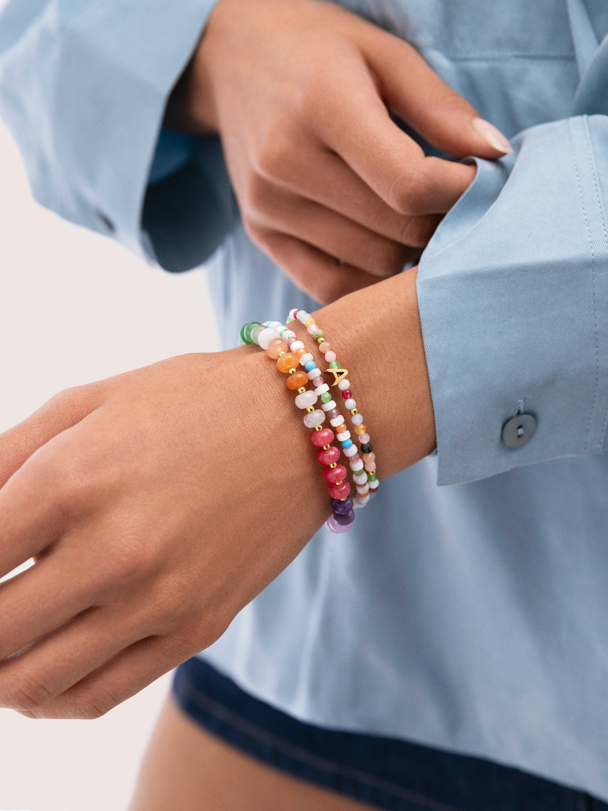 Pulsera Gummy Stones Acero Baño Oro - vista 5