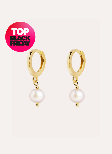 Pearl Gold Hoop Earrings