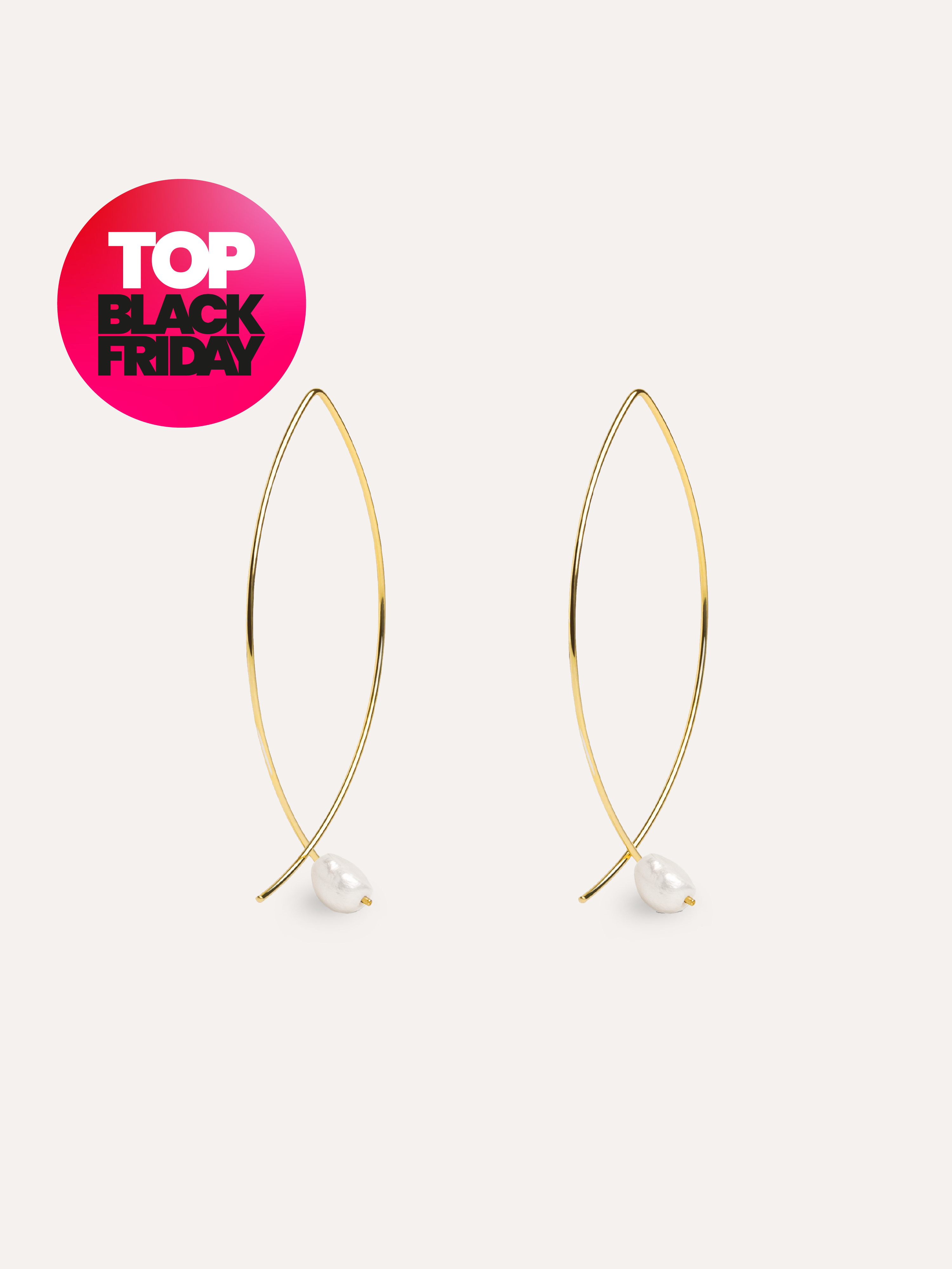 Arch Bean Pearl Gold Earrings 