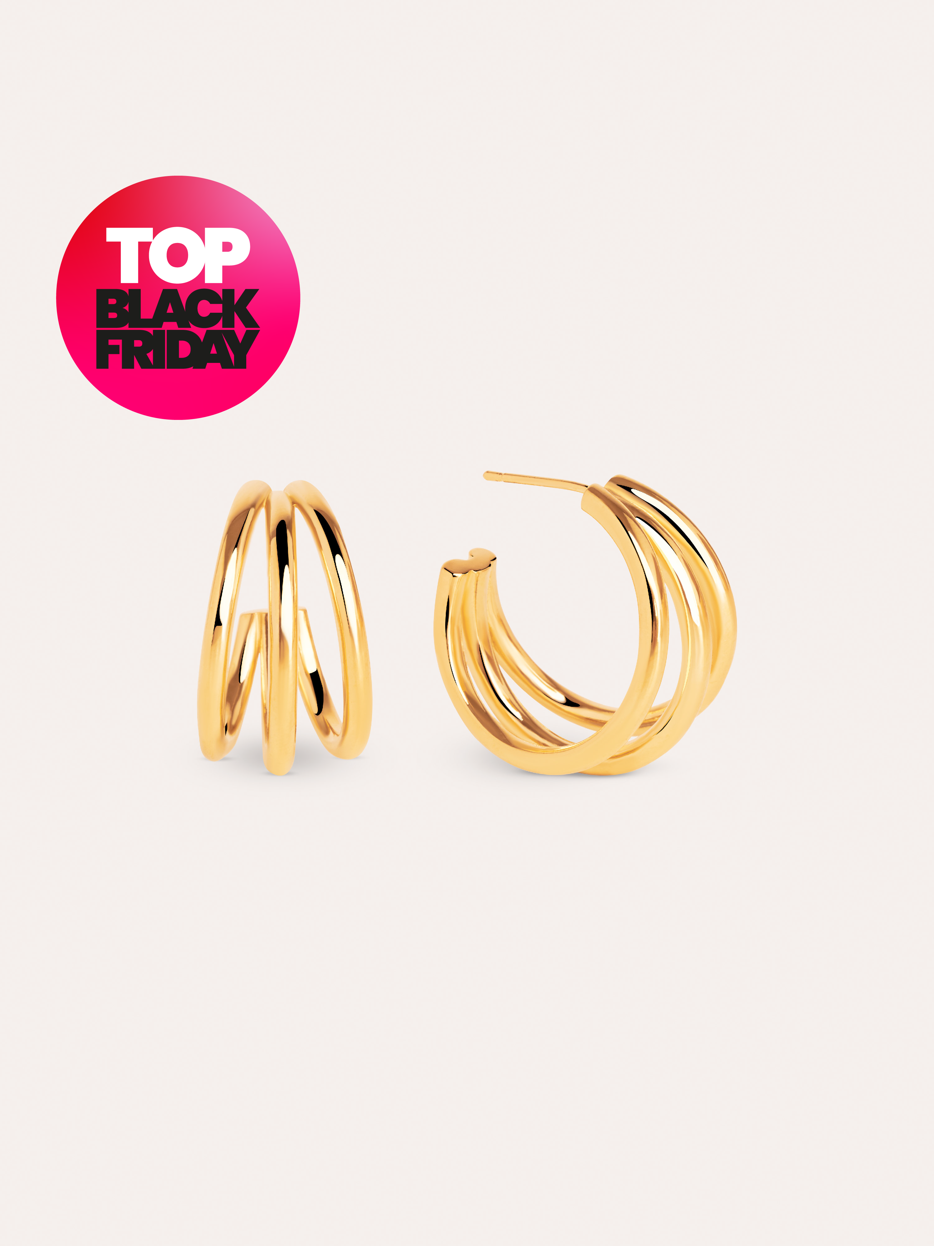 Triple Gold Hoop Earrings