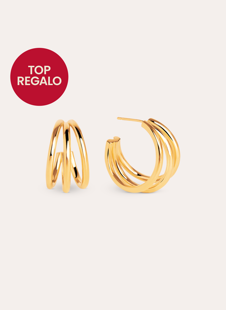 Pendientes Aro Triple Baño Oro