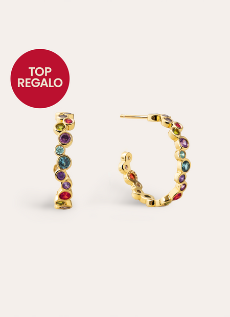 Pendientes Aro Bubbles Baño Oro