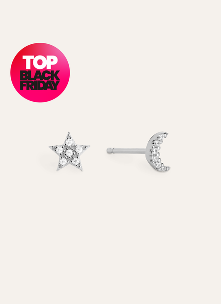 Moon & Star Silver Earrings