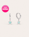 Star Sky Enamel Silver Hoop Earrings