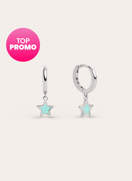 Pendientes Aro Star Sky Enamel Plata