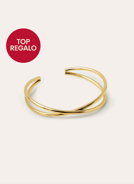 Brazalete Cruzado Acero Baño Oro