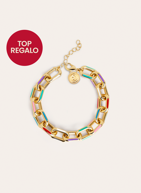 Pulsera Link Rainbow Enamel Baño Oro