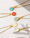 Letter Rainbow Enamel Gold Necklace
