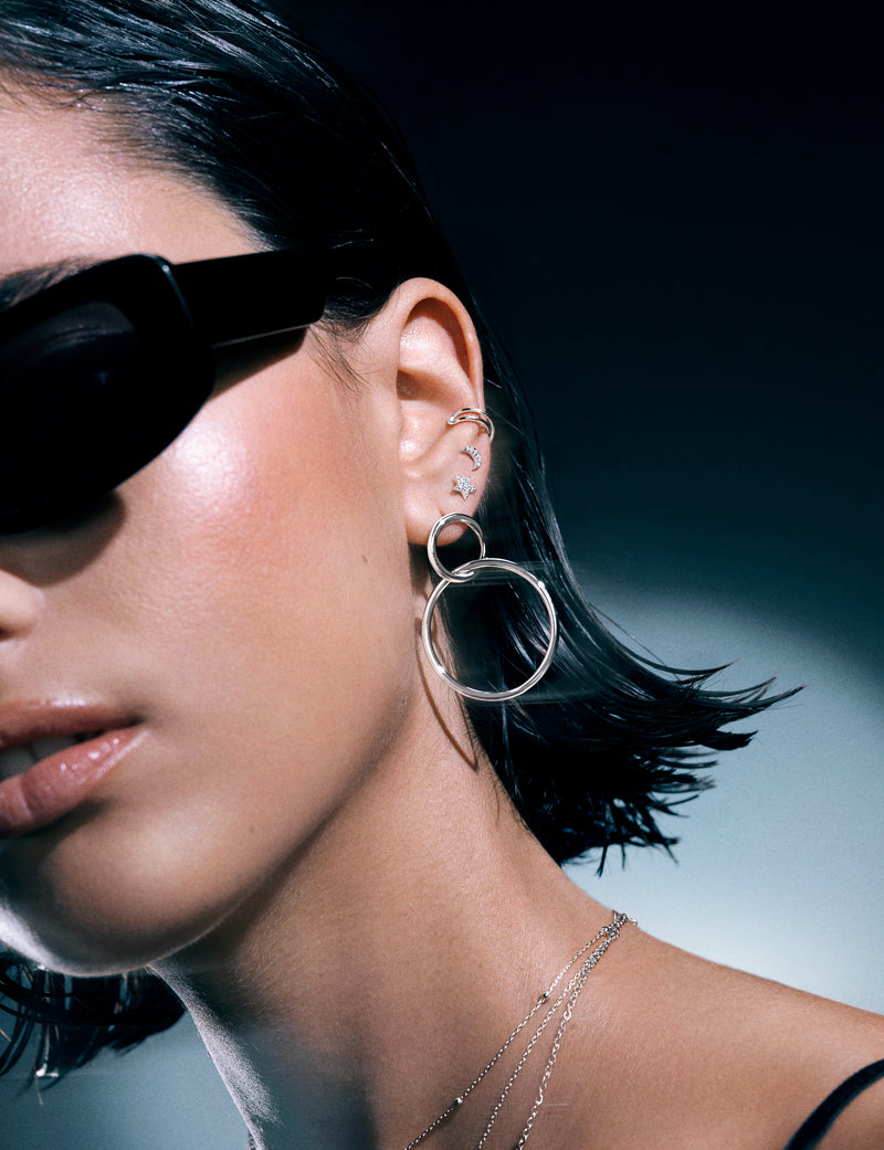 Cross Silver Ear Cuff Single Earring