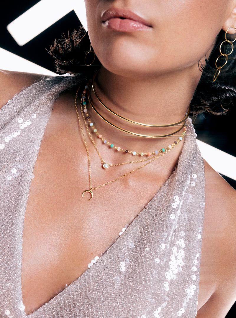 Diamond + Mini Moonset 2 Gold Necklaces Pack
