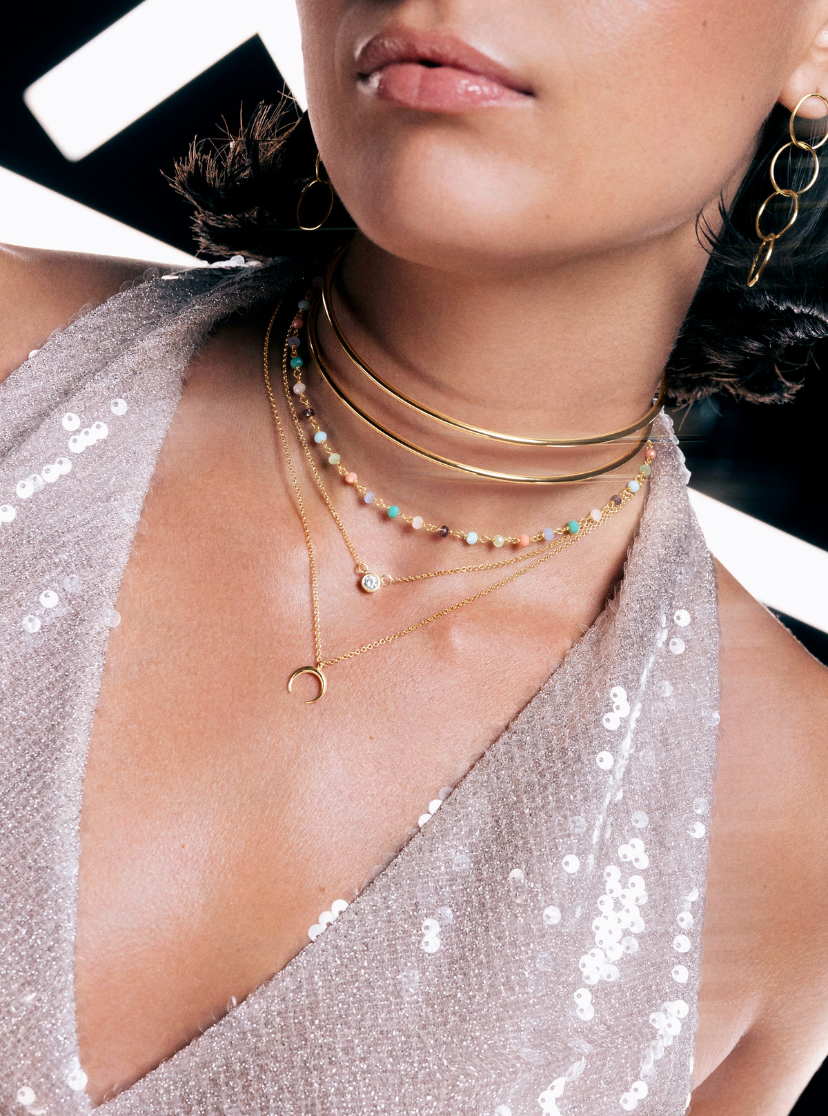 Pack of 2 Spark Necklaces + Mini Moonset Gold Plating - vista 4